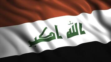 Hintergrund von schön winken Flagge von Land. Bewegung. 3d Animation mit ziehen um Flagge Leinwand. schön Flagge von Irak foto