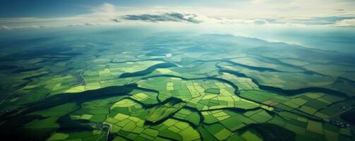 ai generiert Antenne Antenne Aussicht von das Landschaft Schuss foto