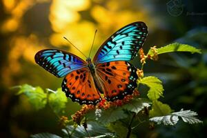 ai generiert schön Schmetterling, verträumt Fantasie magisch Schmetterlinge, Sanft Licht Farben Flügel, ai generiert foto