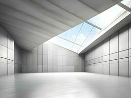 ai generiert abstrakt Weiß Innere von leeren Zimmer mit Beton Wände foto