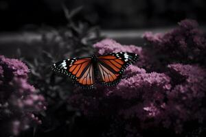 ai generiert Monarch Schmetterling auf Blume. neural Netzwerk ai generiert foto