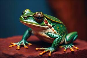 ai generiert europäisch Baum Frosch, Hyla Arborea isoliert auf solide Farbe Hintergrund. ai generativ foto