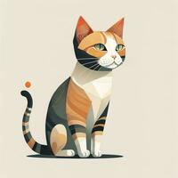 ai generiert Vektor Illustration von ein Katze im ein eben Stil. süß Katze. generativ ai foto