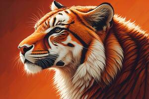 ai generiert Porträt von ein Tiger auf ein solide Farbe Hintergrund. Nahansicht. ai generativ foto