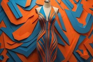 ai generiert Damen Kleid auf ein Mannequin im ein Mode speichern. ai generativ foto