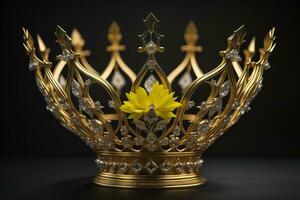 ai generiert niedrig Schlüssel Bild von schön golden Königin, König Krone. ai generativ foto