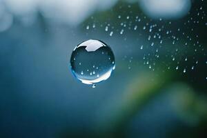 ai generiert ein fallen von Wasser ist gezeigt auf ein Fenster foto