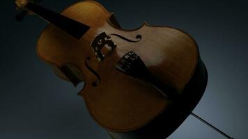 3d Illustration von ein abstrakt animiert Violine auf ein Blau Hintergrund. Design. Konzept von Musik- und Kunst. foto
