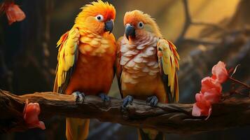 ai generiert Papageien Lovebirds Valentinstag ai generiert Hintergrund Bild foto
