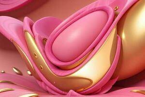 ai generiert 3d Rendern Luxus Rosa und golden abstrakt Hintergrund. Profi Foto