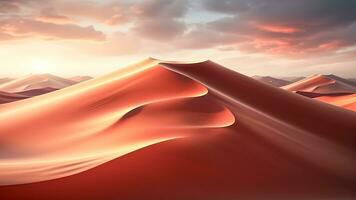 ai generiert Sand Dünen im das Wüste beim Sonnenuntergang. foto