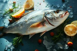 ai generiert Ozeane Fang frisch Dorado Fisch, bereit zum kulinarisch Erkundung foto