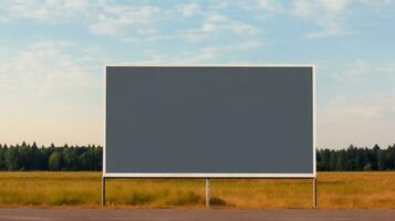 ai generiert Plakatwand Attrappe, Lehrmodell, Simulation mit leer Vorderseite, realistisch auf ein Attrappe, Lehrmodell, Simulation Vorlage im ein Fußball Stadion foto