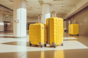 ai generiert ein Flughafen und etwas Gepäck foto