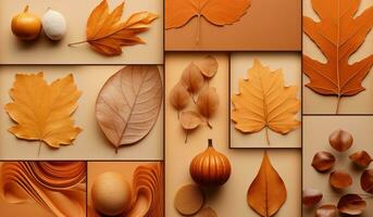 ai generiert ein Collage von Herbst Fotos zeigen Blätter