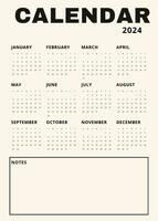 Beige Vertikale Kalender zum 2024. modern minimalistisch 2024 Kalender foto