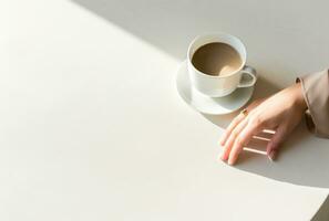 ai generiert Silhouette Hände halt ein Tasse von Kaffee foto