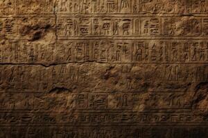 ai generiert rätselhaft hieroglyphisch Stele Textur Hintergrund, mysteriös und graviert Stein Tablette, uralt und kryptisch Oberfläche foto