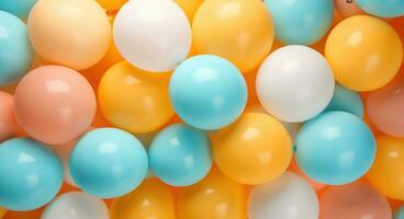 ai generiert ein groß Gruppe von Gelb und braun farbig Luftballons foto