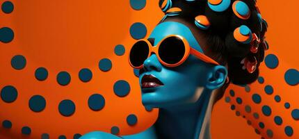 ai generiert afrikanisch Afrobeats Stil Orange und Blau Polka Punkte foto
