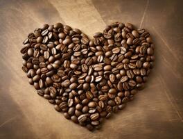 ai generiert Herz geformt Kaffee Bohnen gemacht aus von Bohnen foto