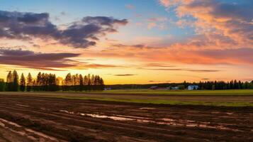 ai generiert Landwirtschaft Ackerland Landschaft Panorama- foto