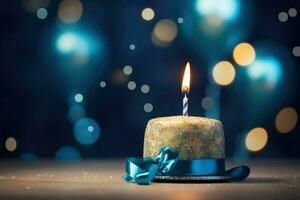 ai generiert bunt Geburtstag Kuchen mit Kerzen. isoliert auf Bokeh Hintergrund, ai generiert foto