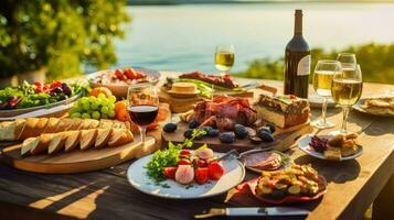 ai generiert Obst Abendessen Picknick Essen foto