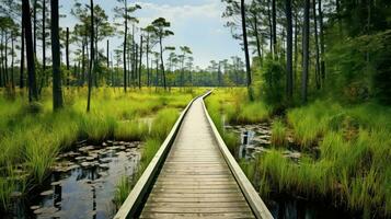 ai generiert Sumpf frisches Wasser Sumpf Landschaft foto