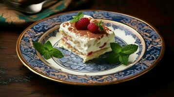 ai generiert Dessert Sahne Tiramisu Essen foto