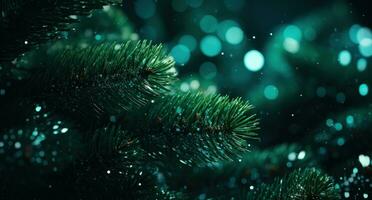 ai generiert Nahansicht von ein Weihnachten Baum, foto