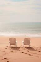 ai generiert Sand und Ozean auf das Strand foto