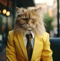 ai generiert Katzen im Anzüge und Bindungen Katze foto