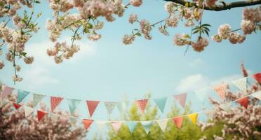 ai generiert bunt Ammer zum Frühling draußen foto