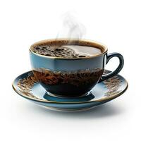 ai generiert Tasse von heiß schwarz Kaffee mit Dampf isoliert foto