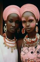 ai generiert zwei Frauen im Afrika foto