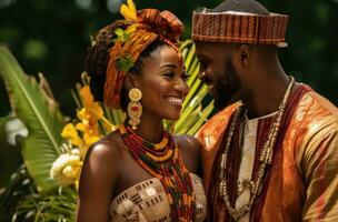 ai generiert Hochzeit Fotografie von Liebe Afrika foto