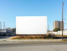 ai generiert leeren Plakatwand auf städtisch Straße Seite foto