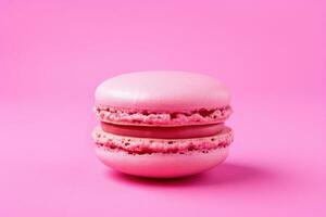 ai generiert Rosa Macaron isoliert auf ein Rosa Hintergrund foto