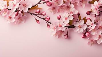 ai generiert Frühling Sakura Hintergrund mit Kopieren Raum foto