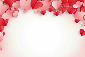 ai generiert Valentinstag rot Banner Hintergrund mit Herzen zum Valentinstag Tag foto