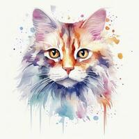 ai generiert Aquarell Katze Clip Kunst auf Weiß Hintergrund. ai generiert foto