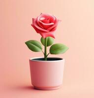 ai generiert rot Rose im ein Rosa Topf isoliert foto