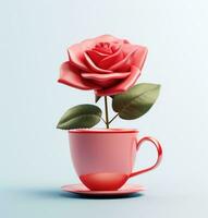 ai generiert ein Rose im ein Tasse, foto