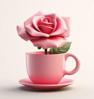 ai generiert ein Rose im ein Tasse, foto