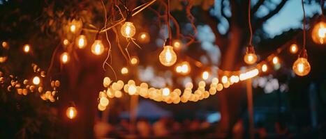ai generiert Party Beleuchtung Ideen zum draußen Veranstaltungen foto