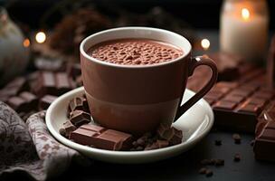 ai generiert Kakao Butter heiß Schokolade 3d Hintergrund Weihnachten foto