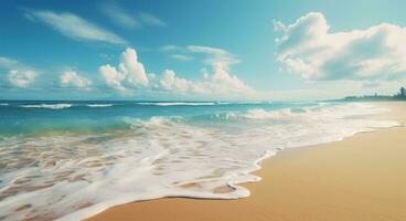 ai generiert das Strand Das hat ein Welle abstürzen foto