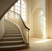 ai generiert Treppe und Fenster in ein Zimmer, foto