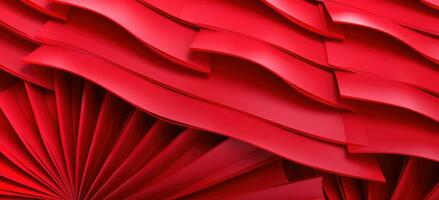 ai generiert Sakura Ventilator von gefaltet Origami Papier auf rot Hintergrund foto